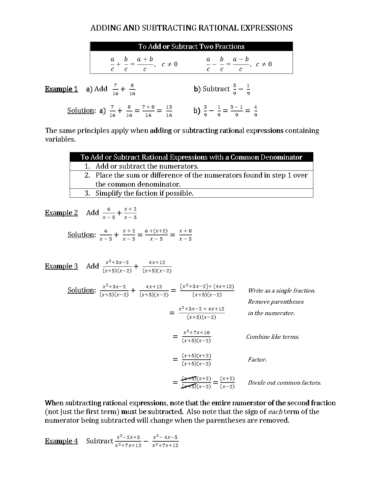 subtracting and adding polynomials worksheet