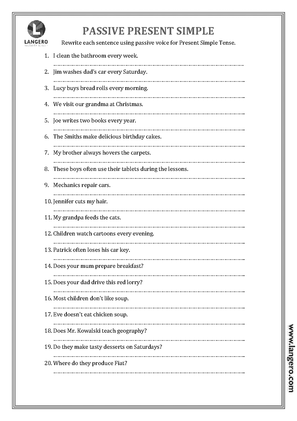 passive form of present simple tense