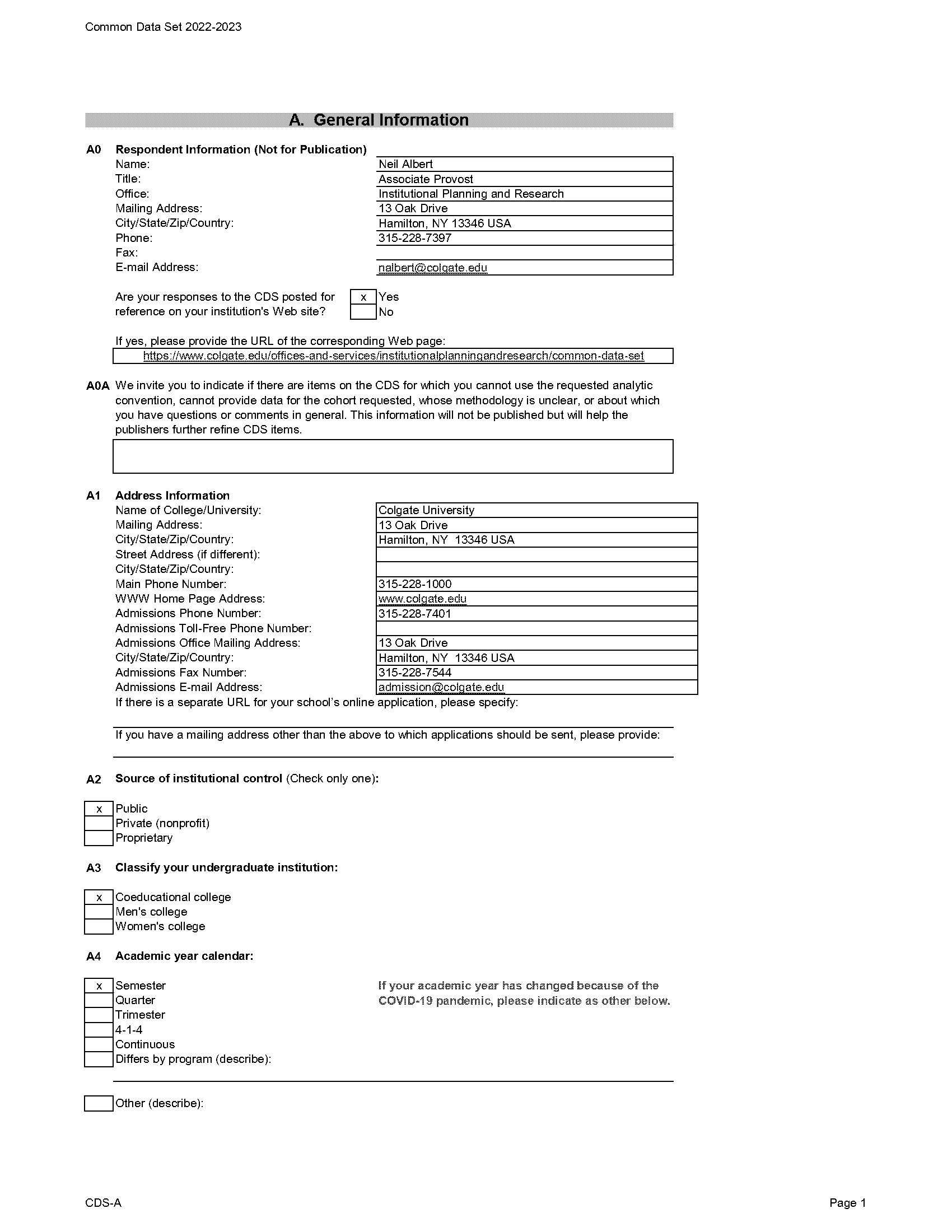 colgate university standardized test requirements