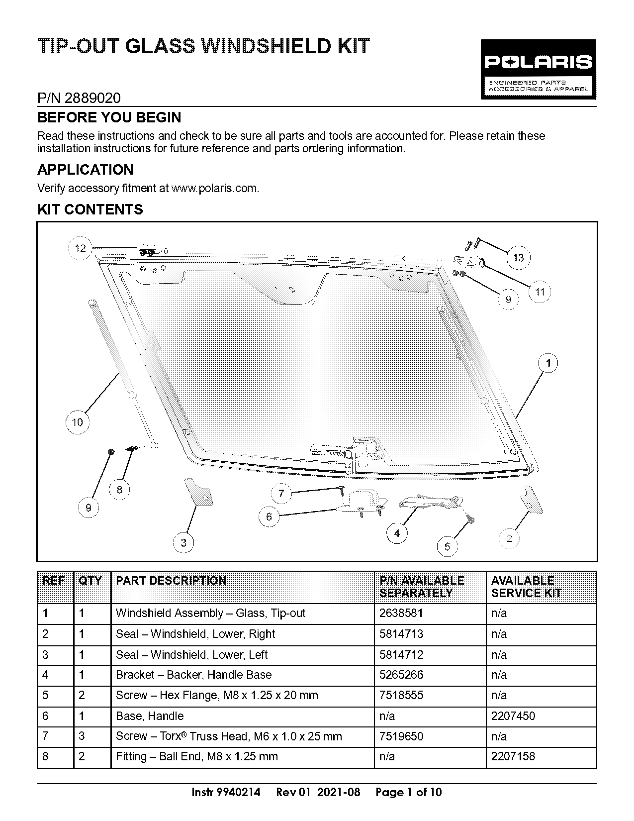 installation instructions for polaris rzr parts