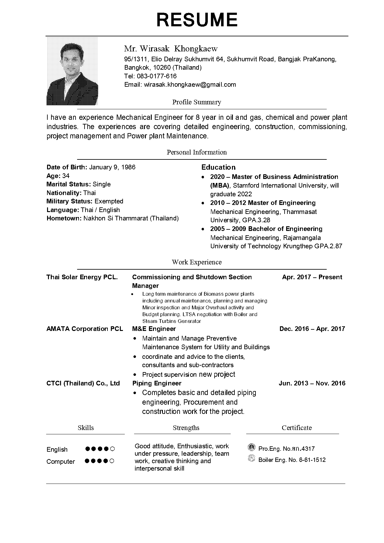 resume for piping construction engineer