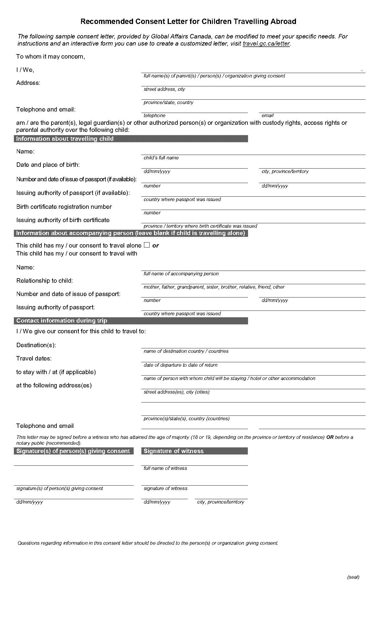 minor consent form example