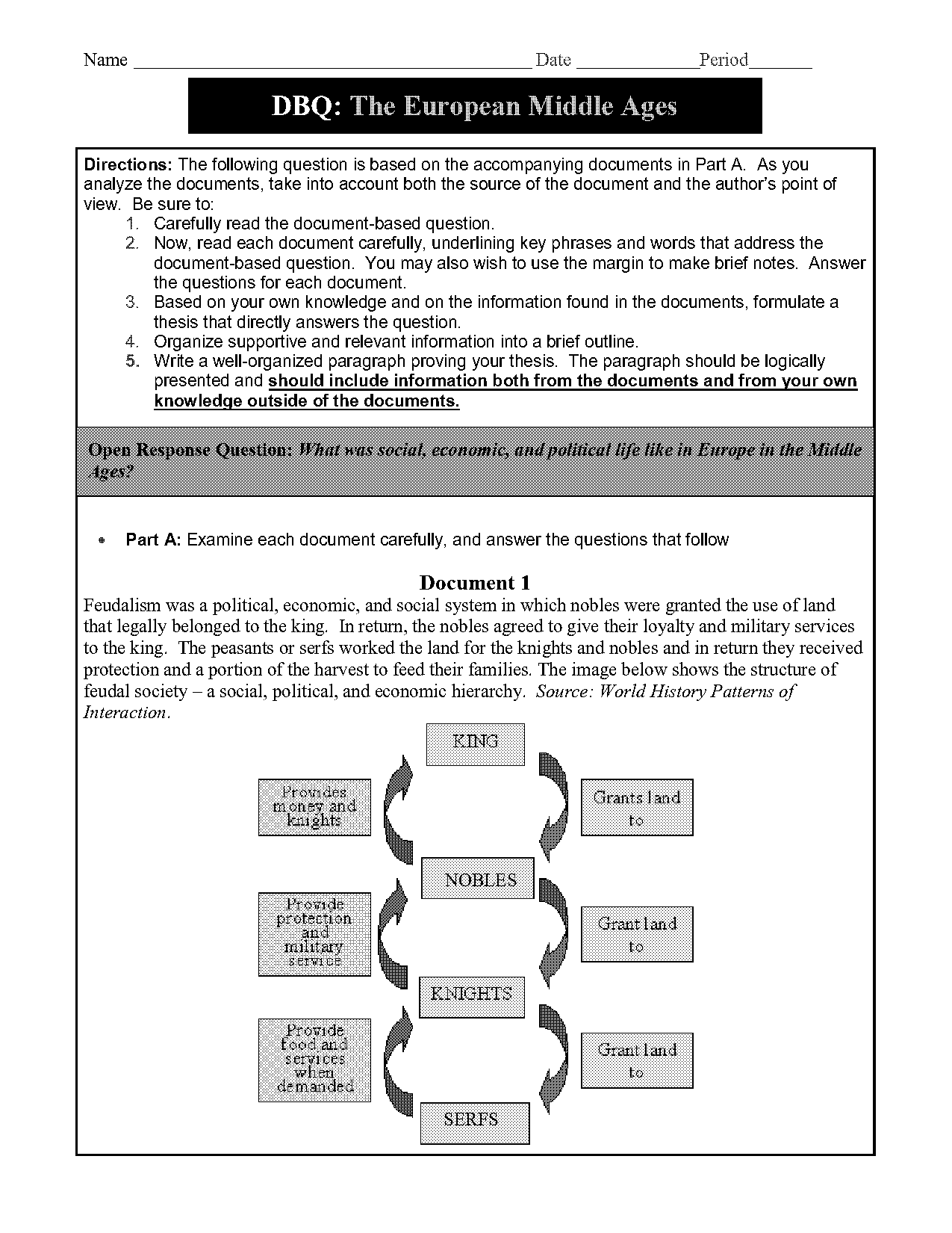 dbq worksheet on the middle ages