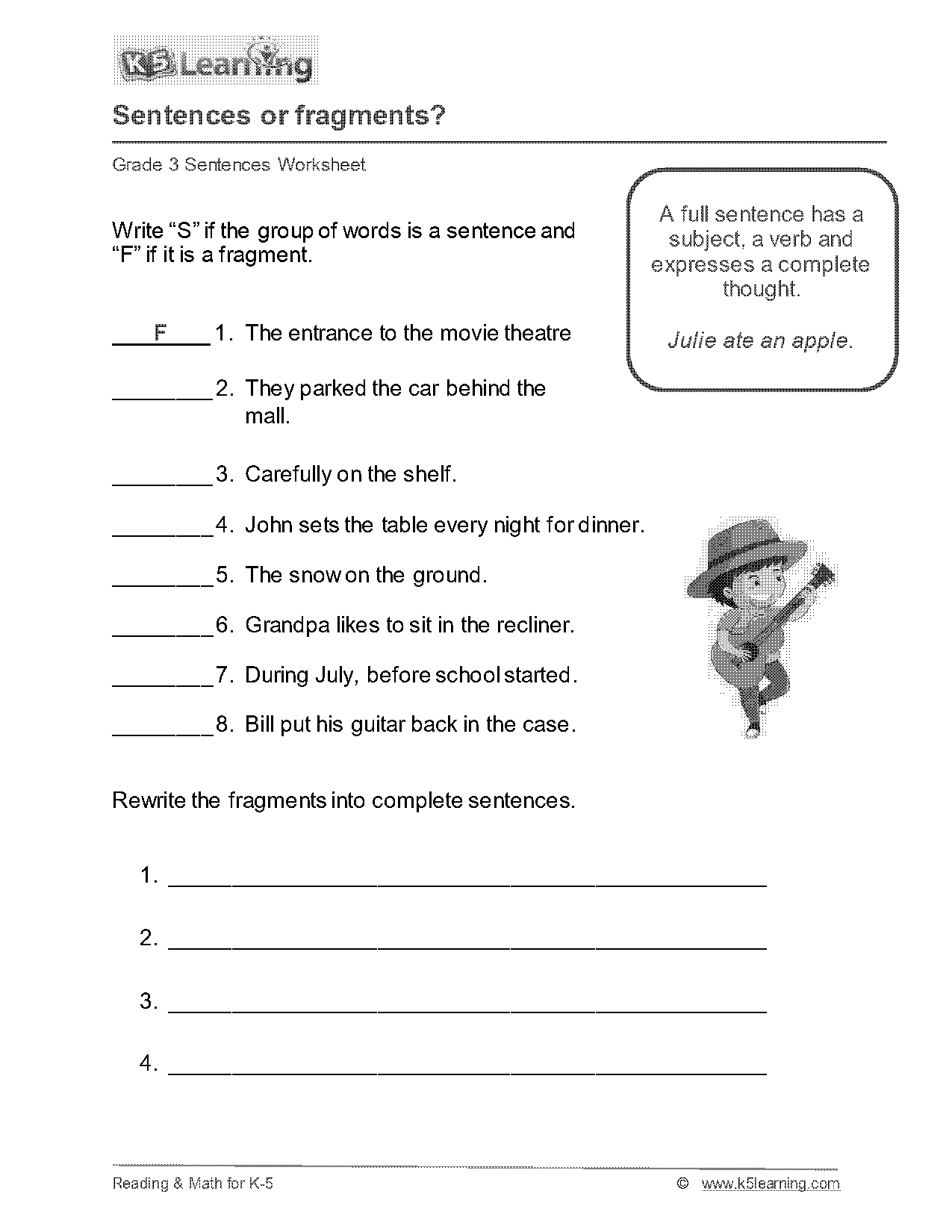 sentence fragment worksheets with answer key pdf