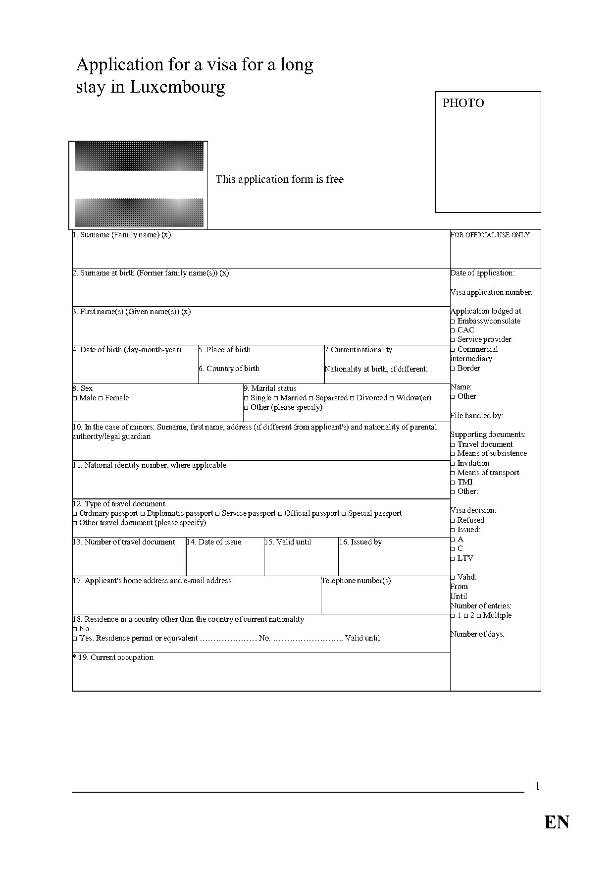 luxembourg visa requirement nigeria