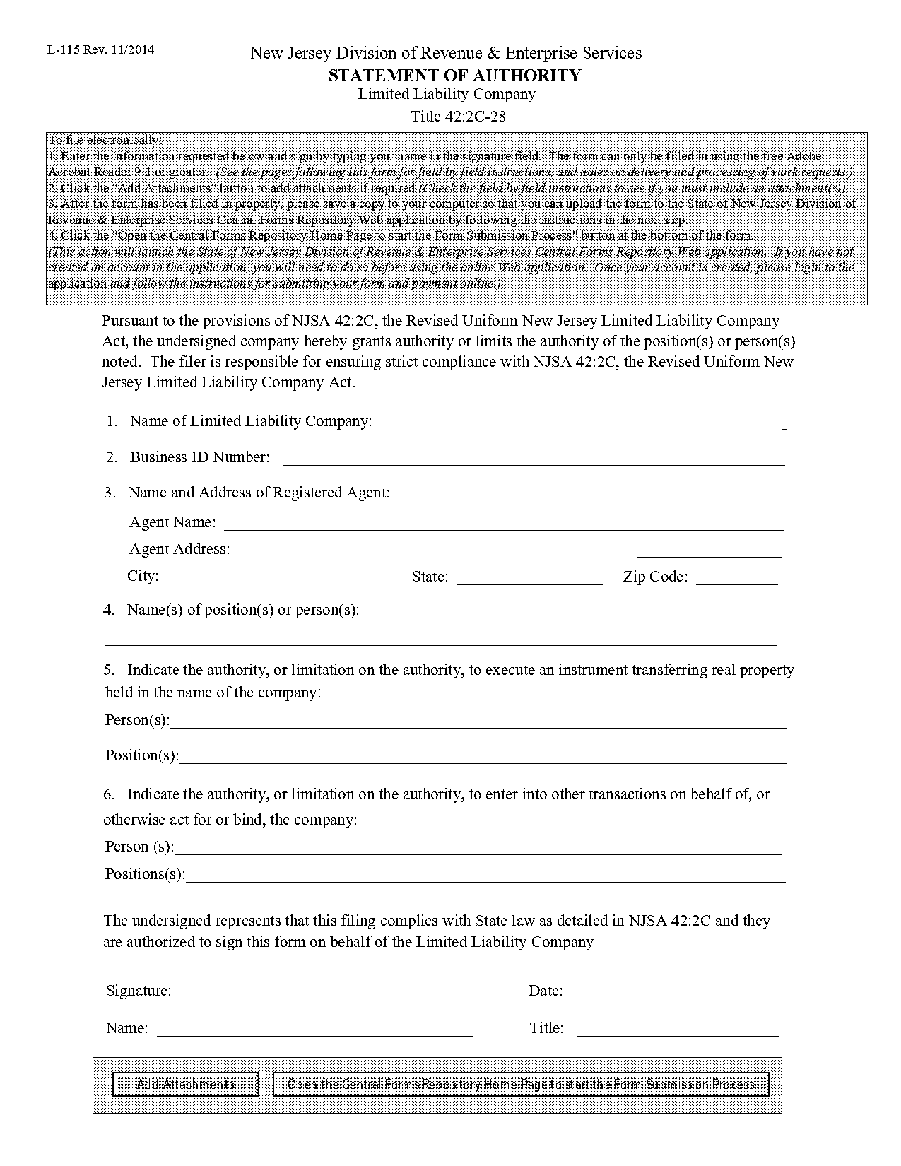 statement of authority template