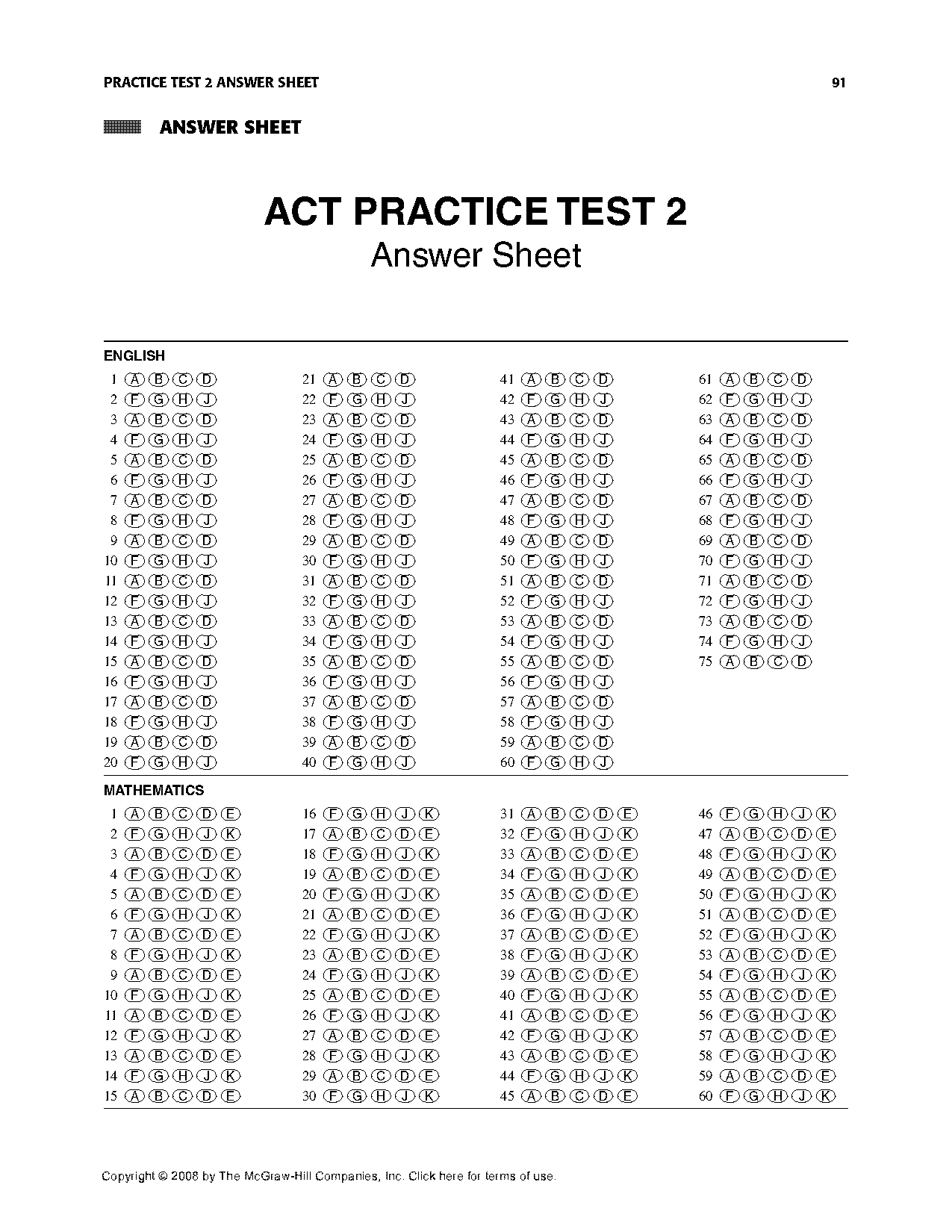 act practice test science answers