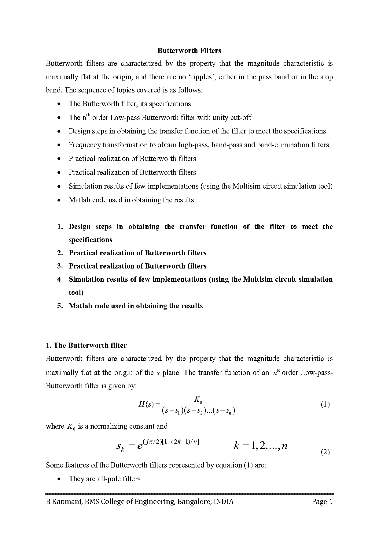 butterworth filter design pdf