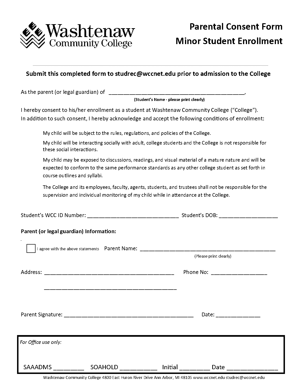 minor consent form example