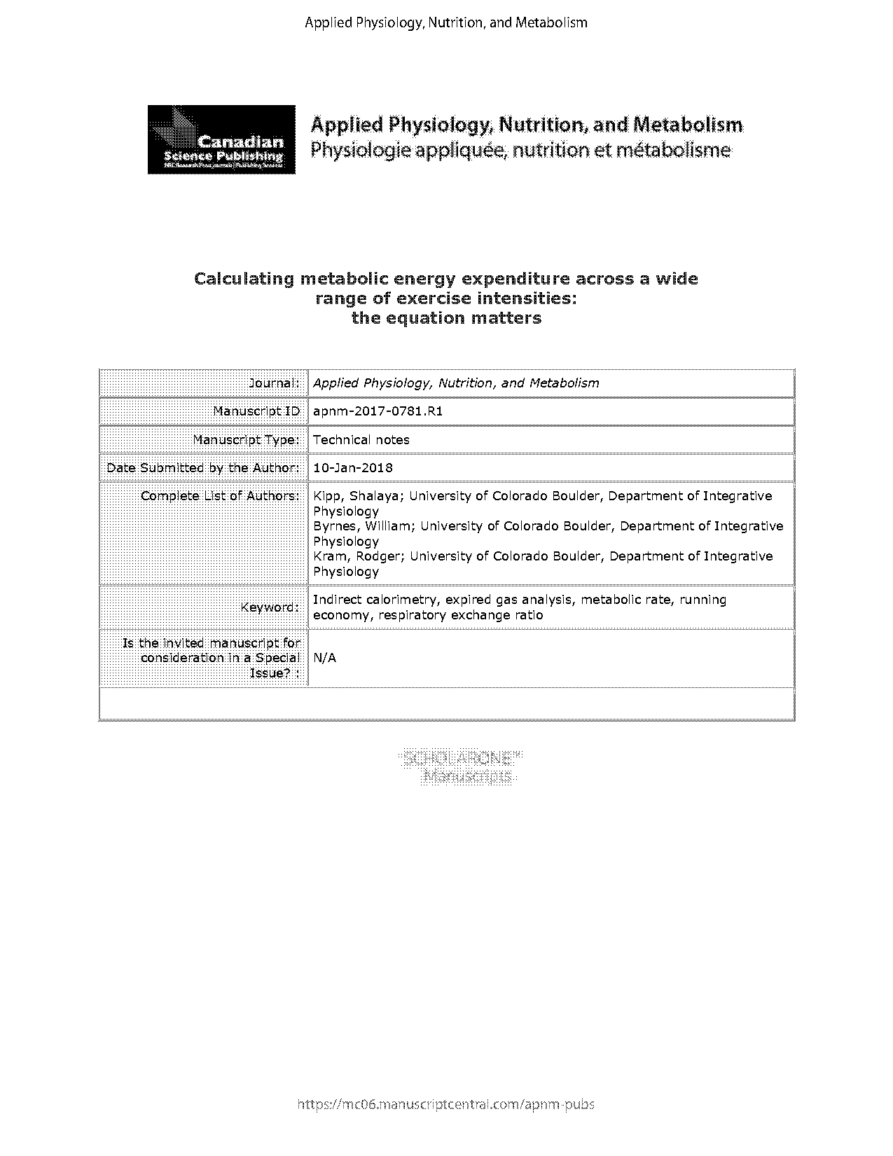 applied physiology nutrition and metabolism reference style