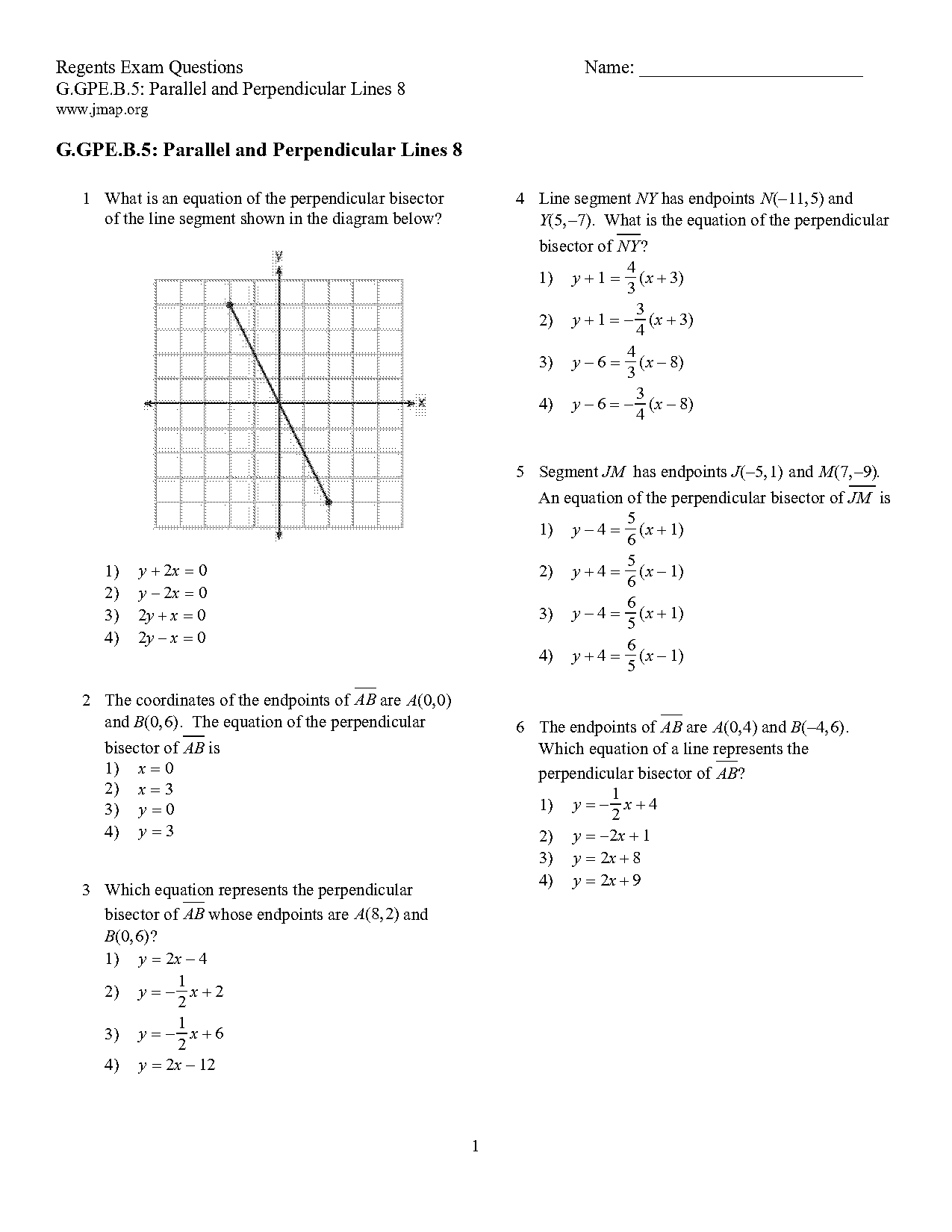 write the equation of a line parallel worksheet