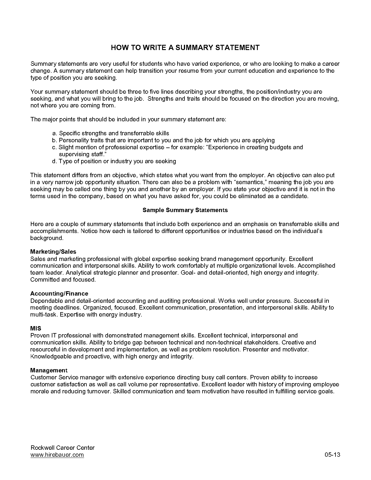 how do you write a personal summary on a resume