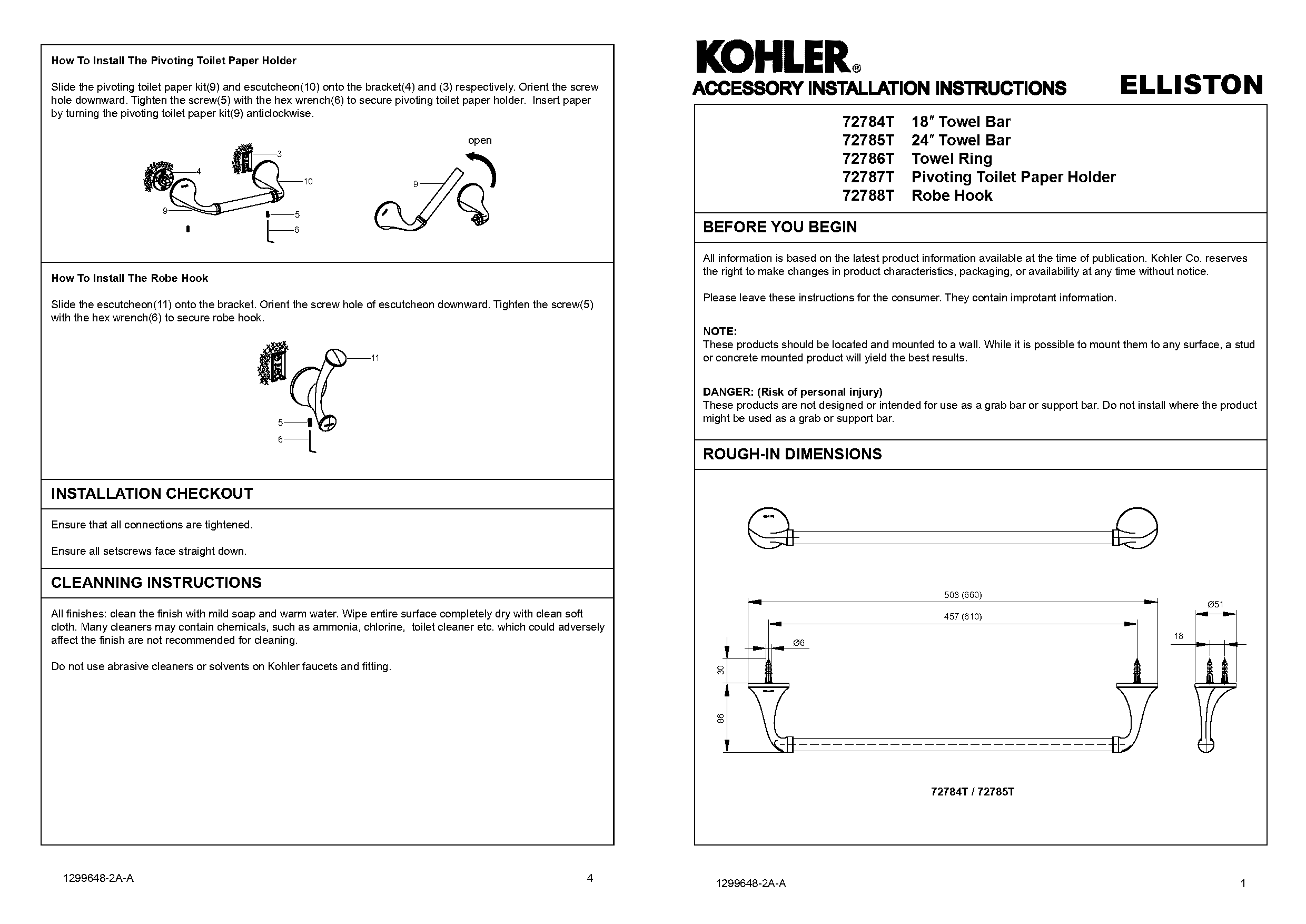 kohler toilet paper holder installation template