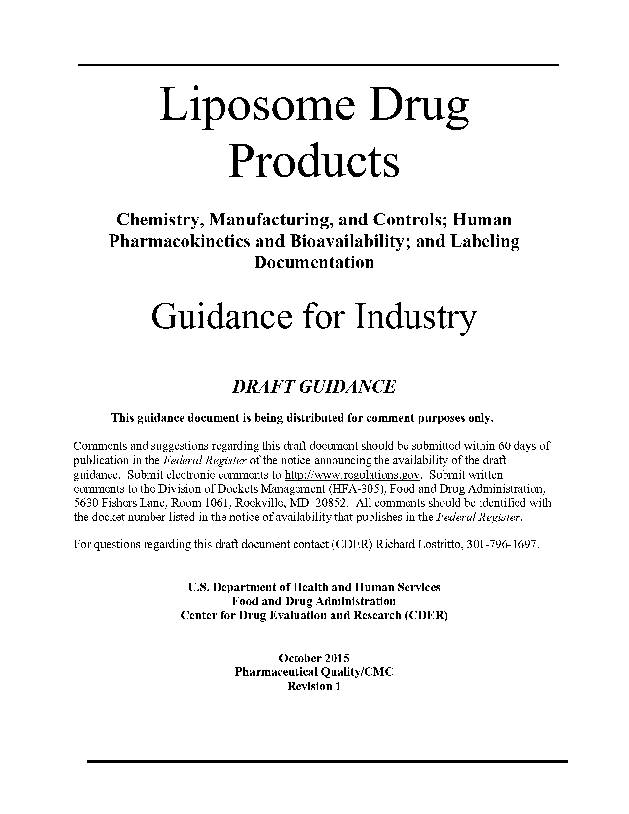 guidance for industry liposome drug products