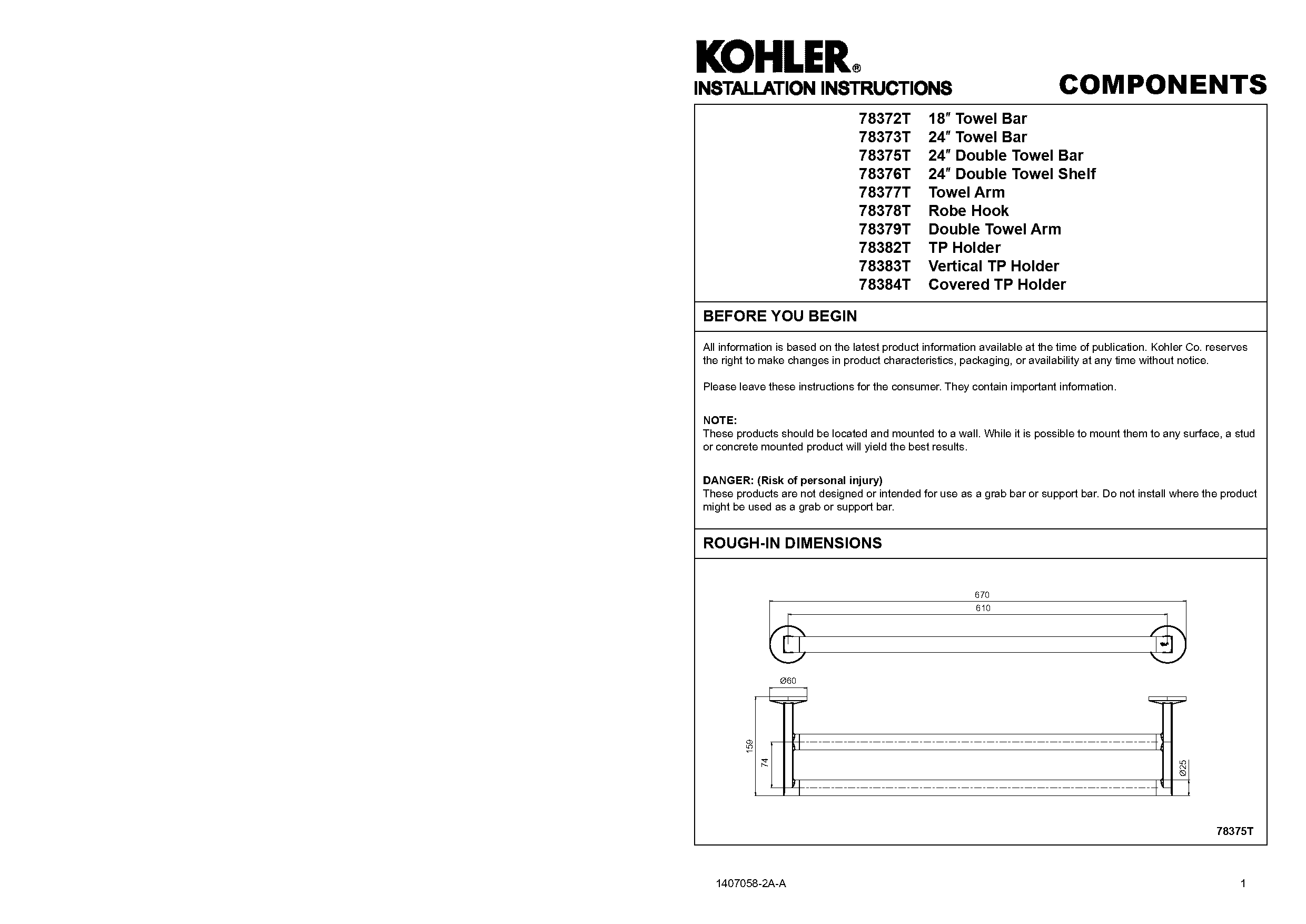 kohler toilet paper holder installation template