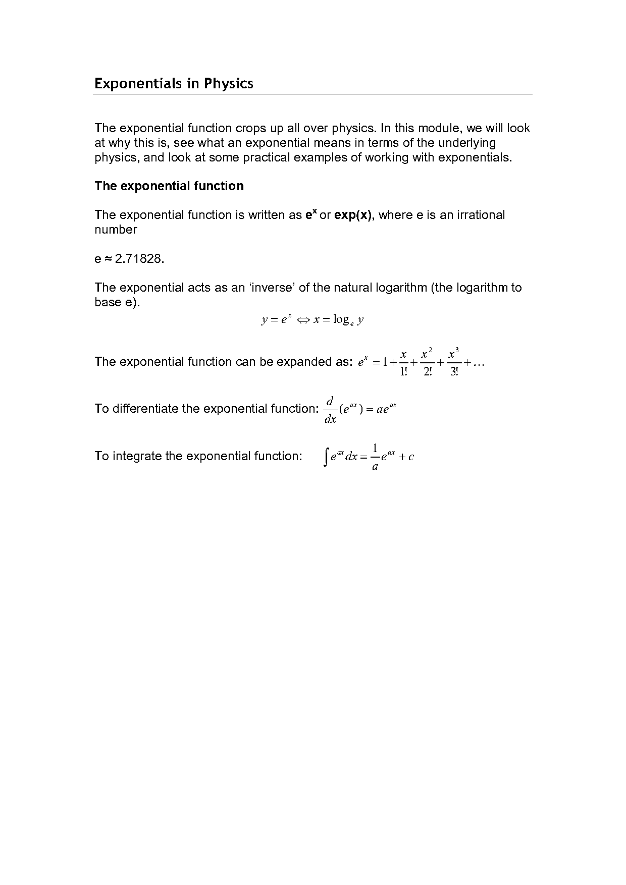 example of an exponential function