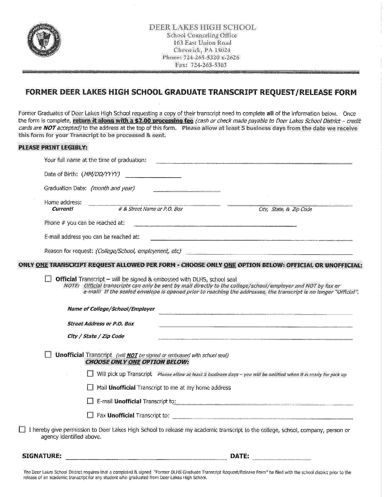 how to access high school unofficial transcript