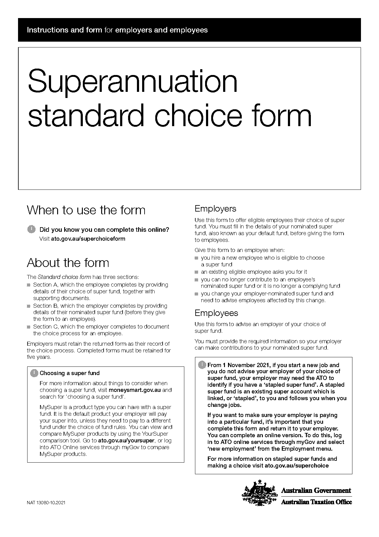 changing super funds form