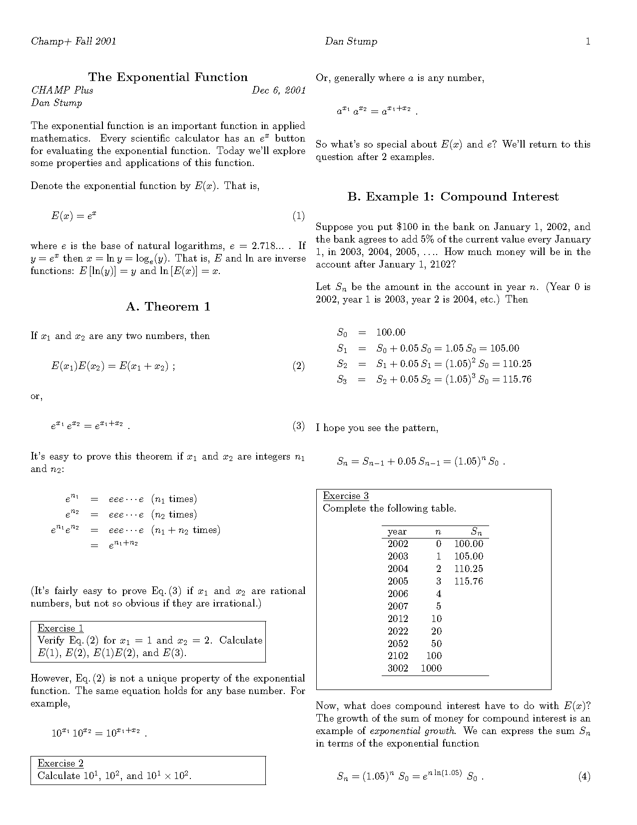 example of an exponential function