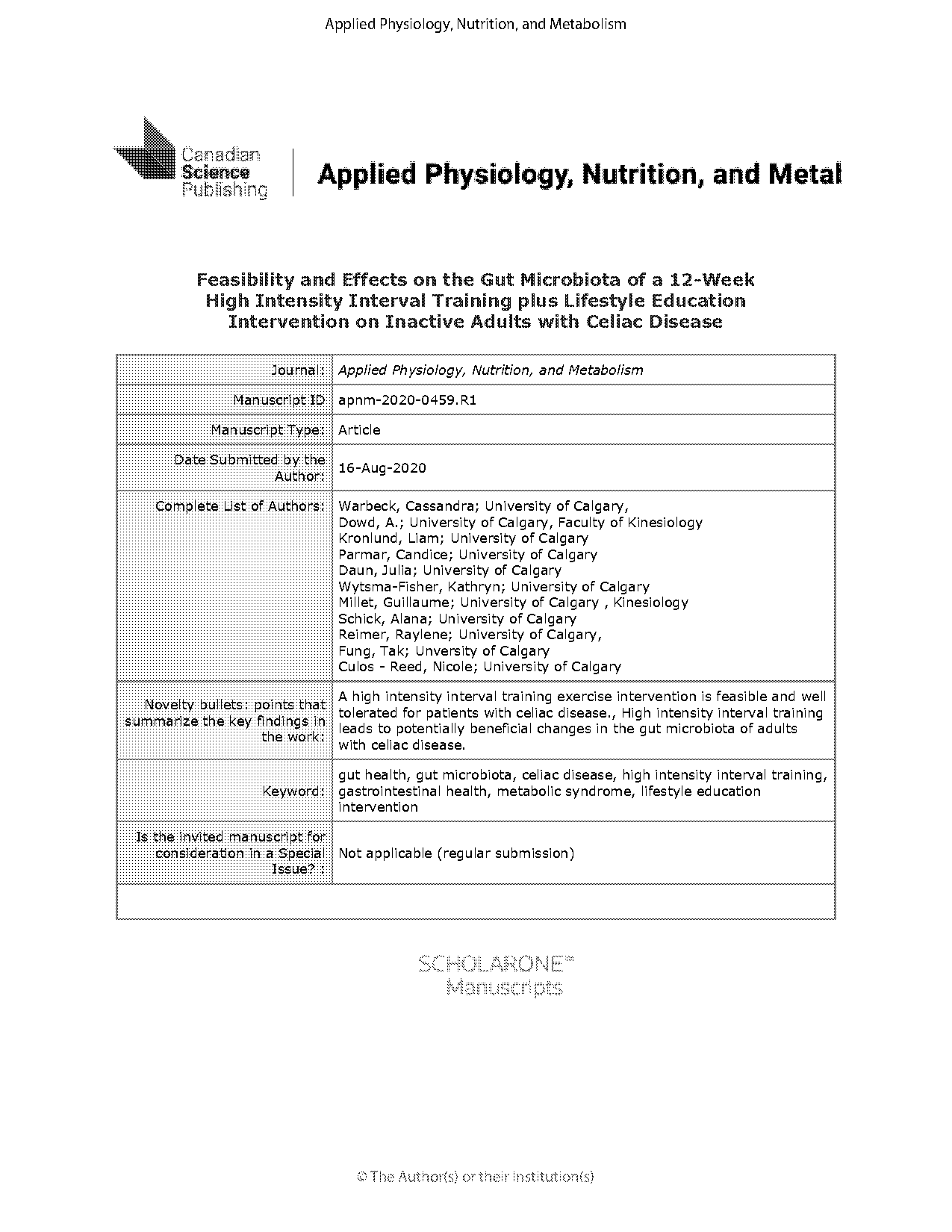 applied physiology nutrition and metabolism reference style