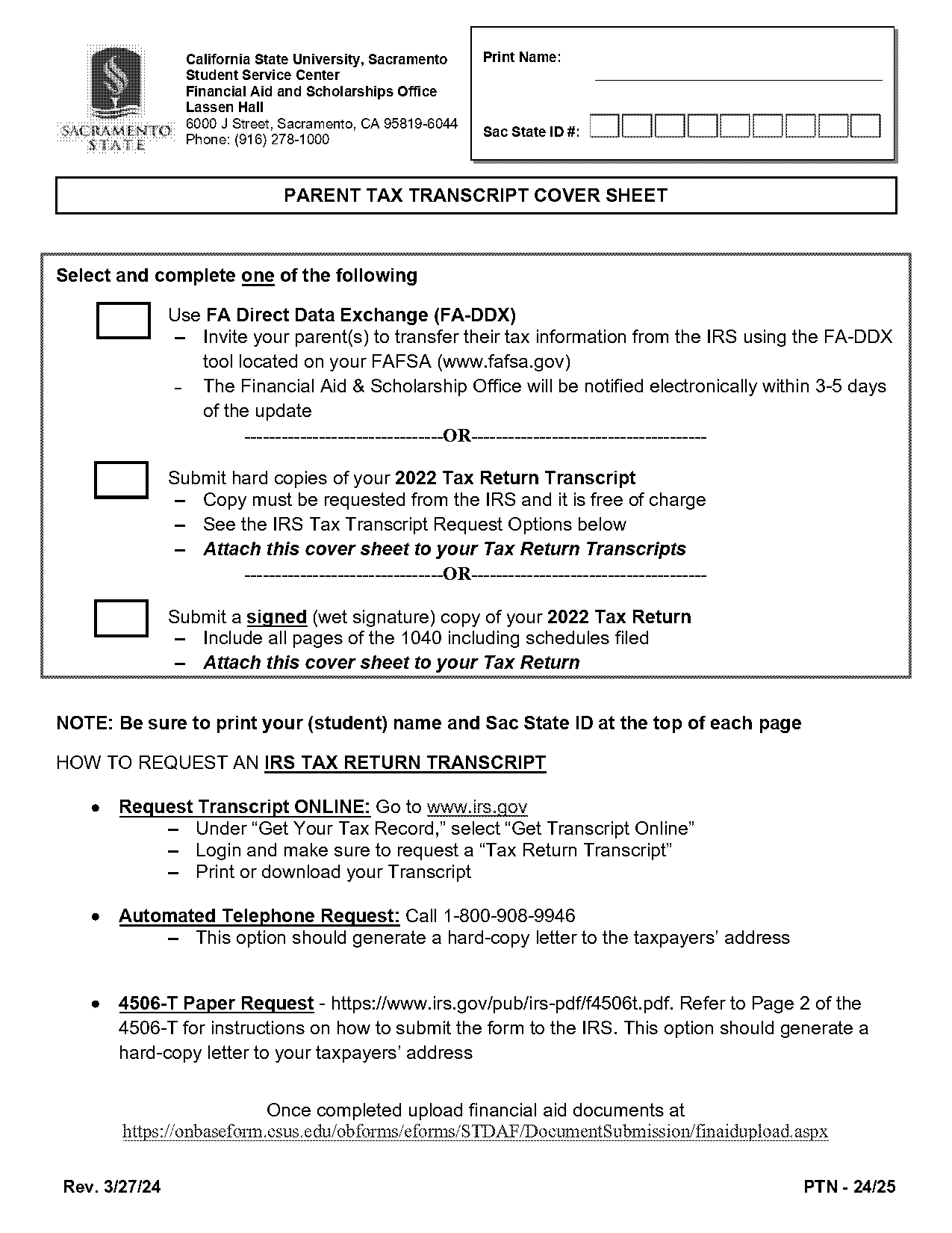 irs parent tax transcript