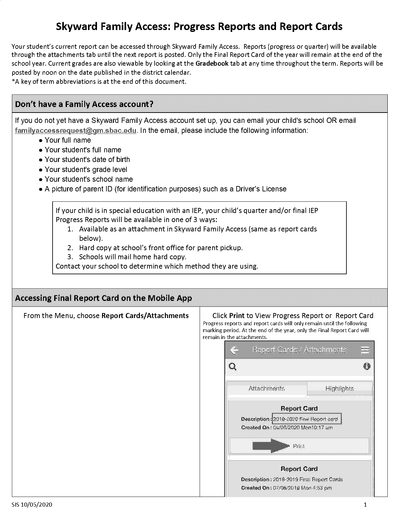 end of year elementary report card