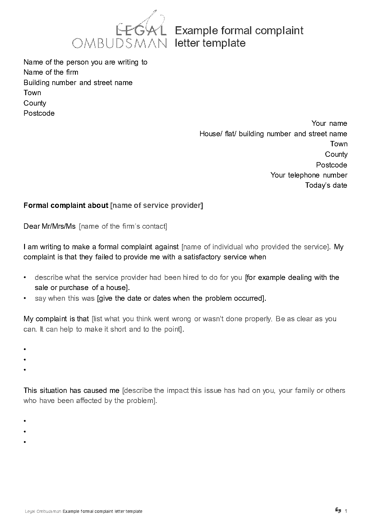 example of a reply to a complaint letter