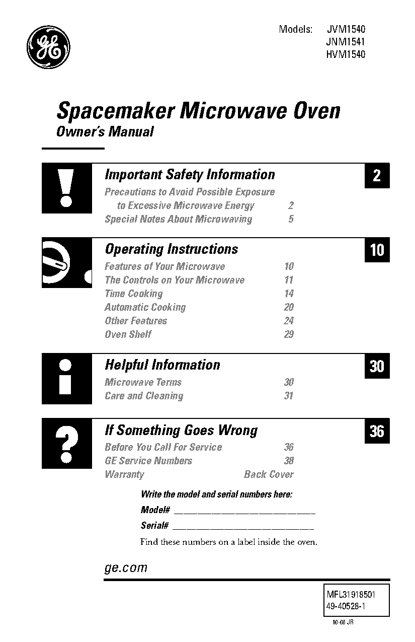 ge stove manual for model number