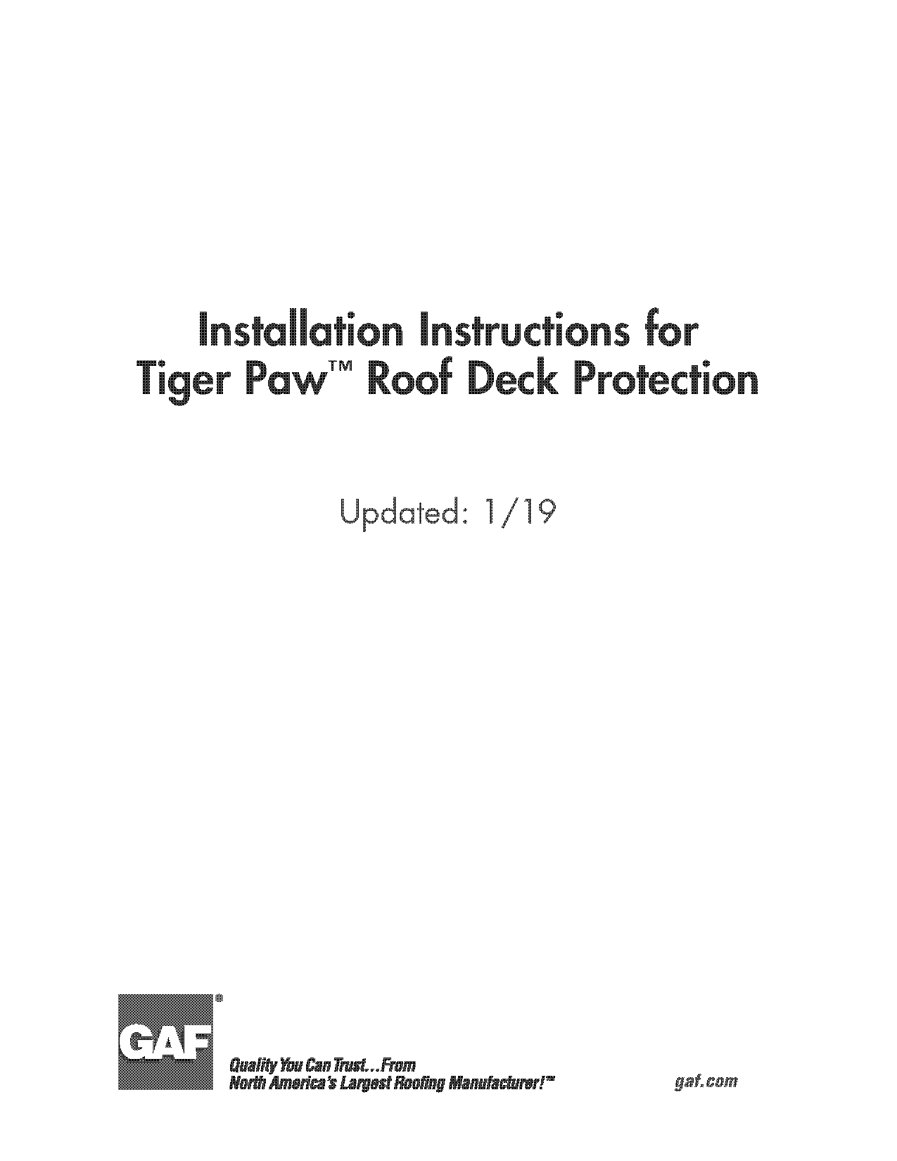 gaf tiger paw installation instructions