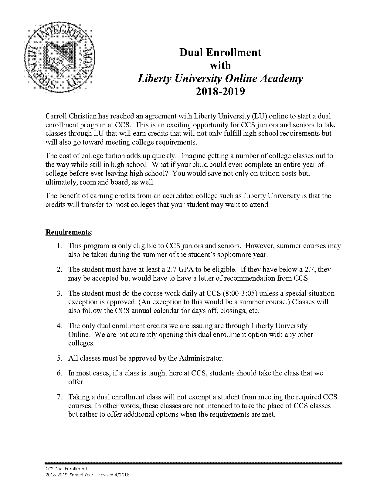 liberty online academy student policy