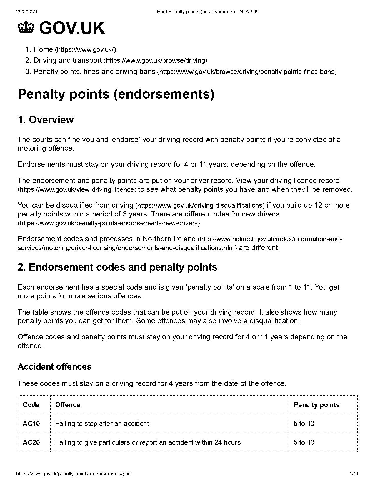 how long are penalty points on your licence