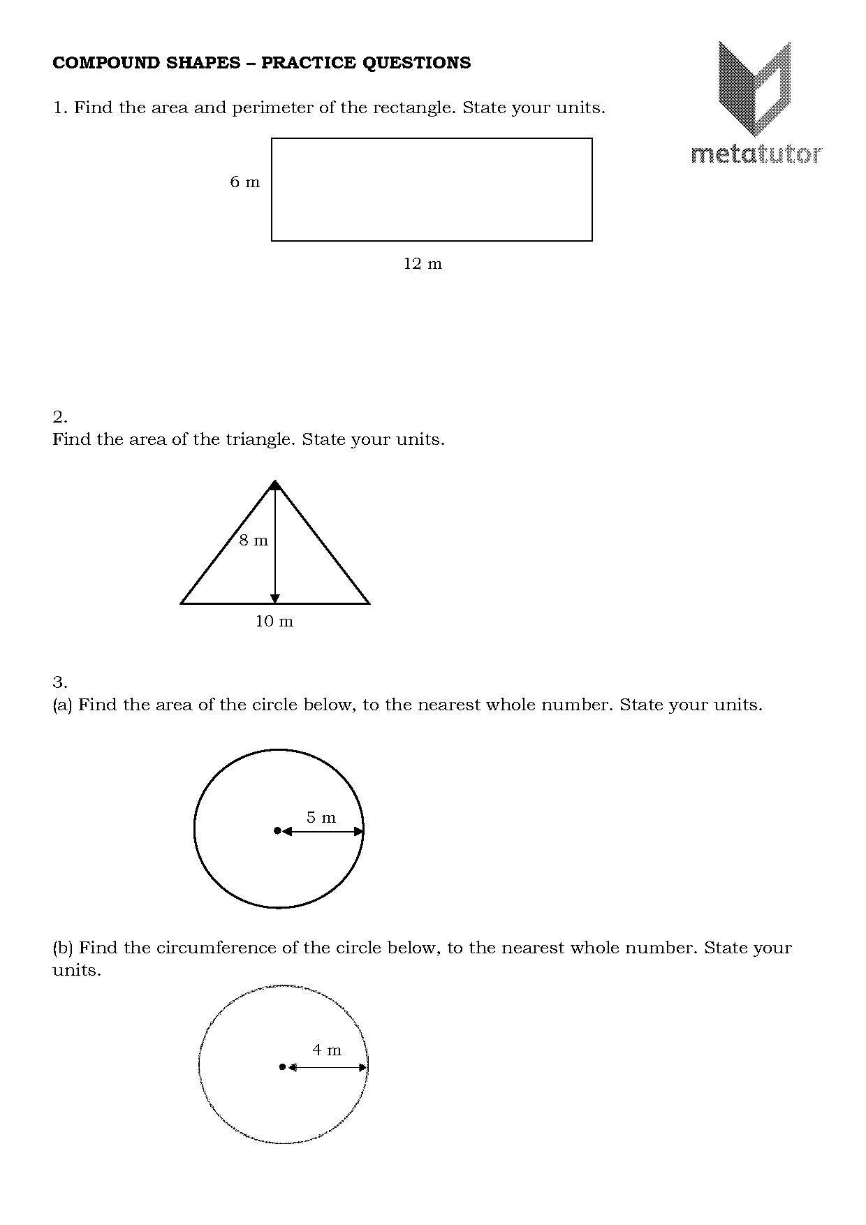 finding the area and perimeter of compound shapes worksheet