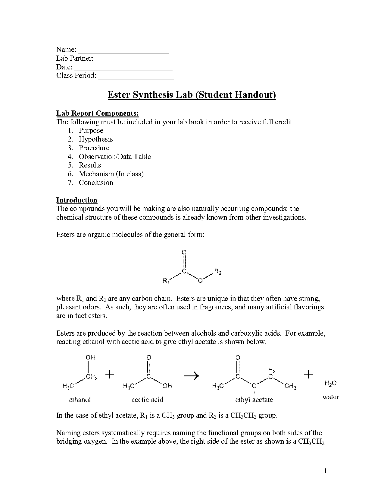 fischer esterification of acetic acid with isopentyl alcohol lab report