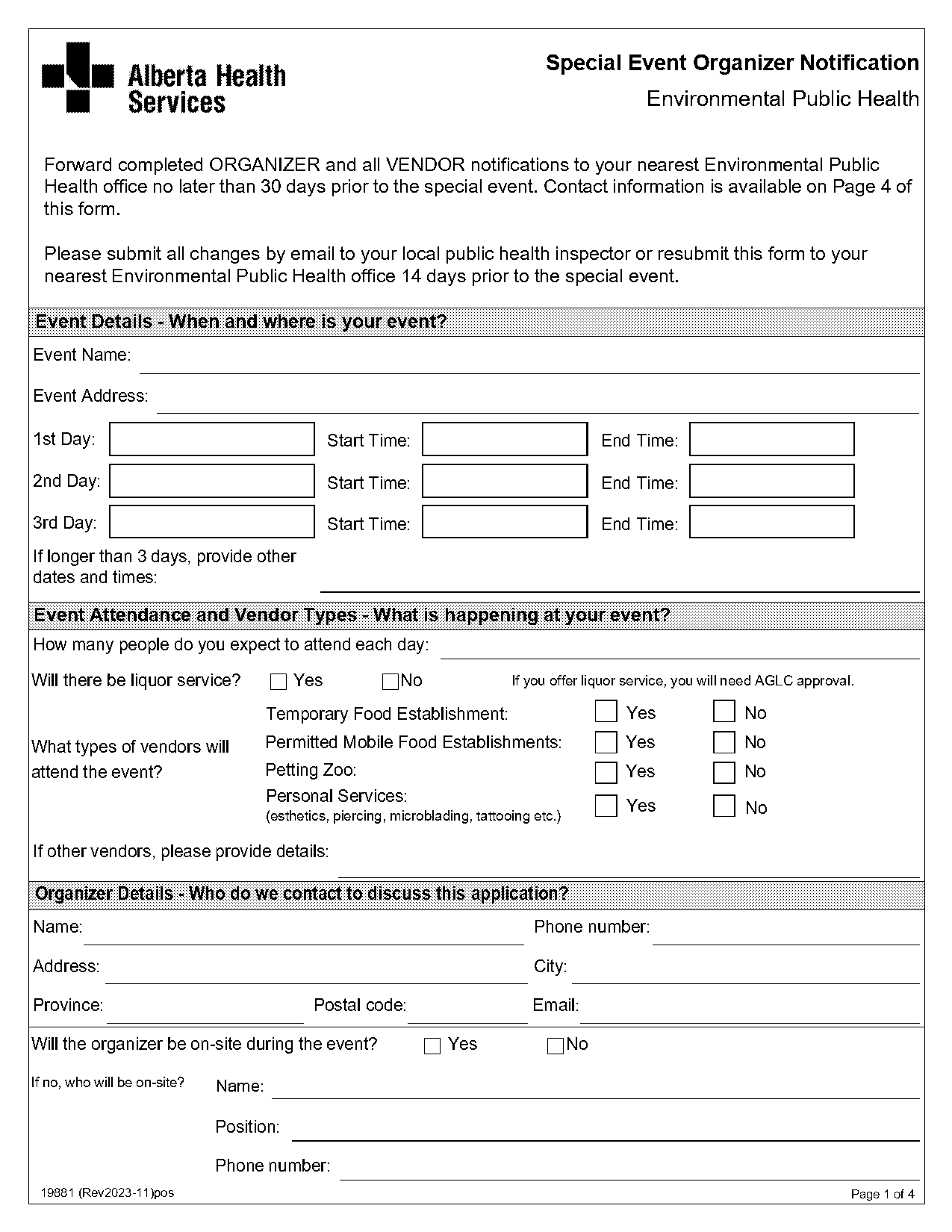 ahs community organization function notification