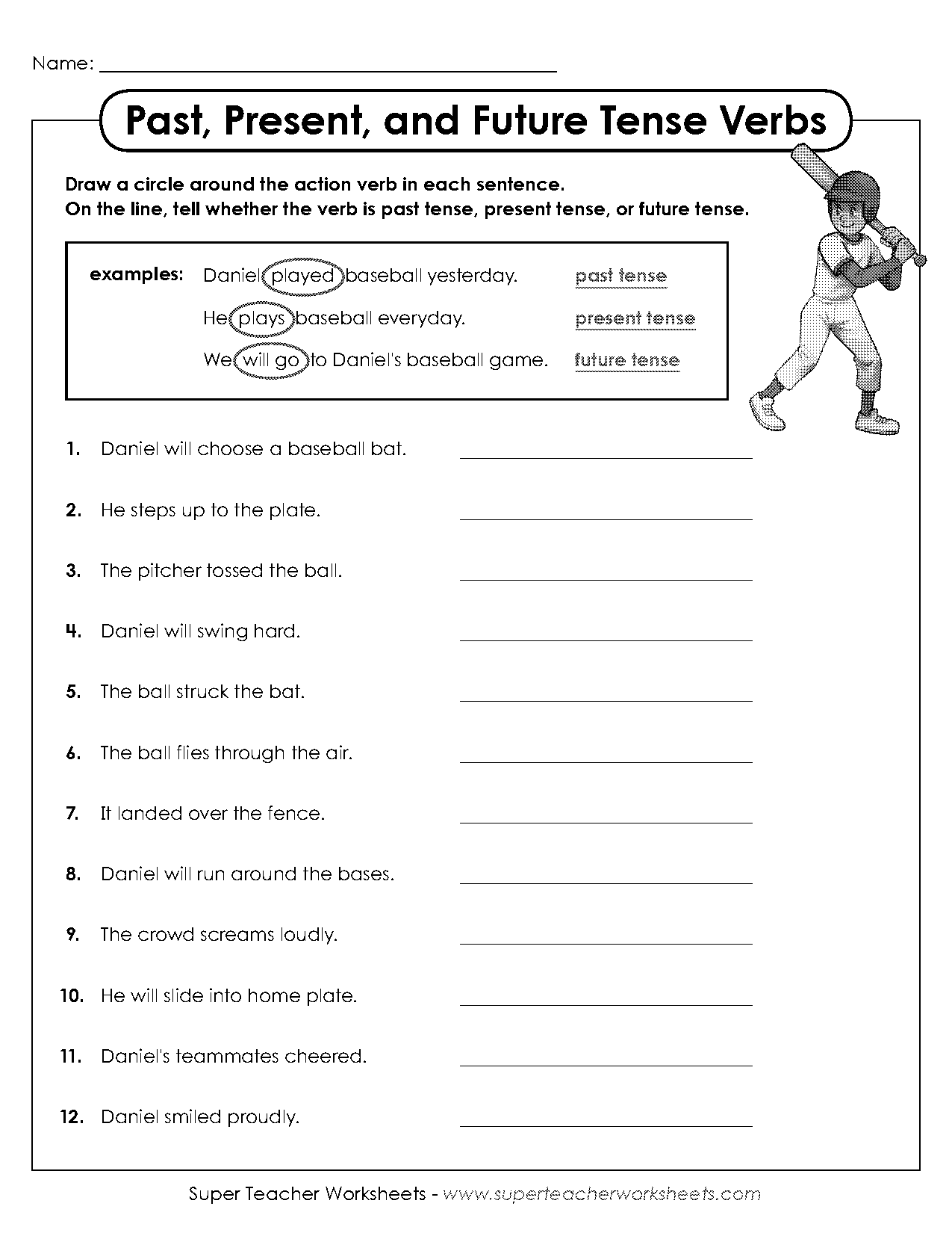 simple present past future tense worksheets with answers