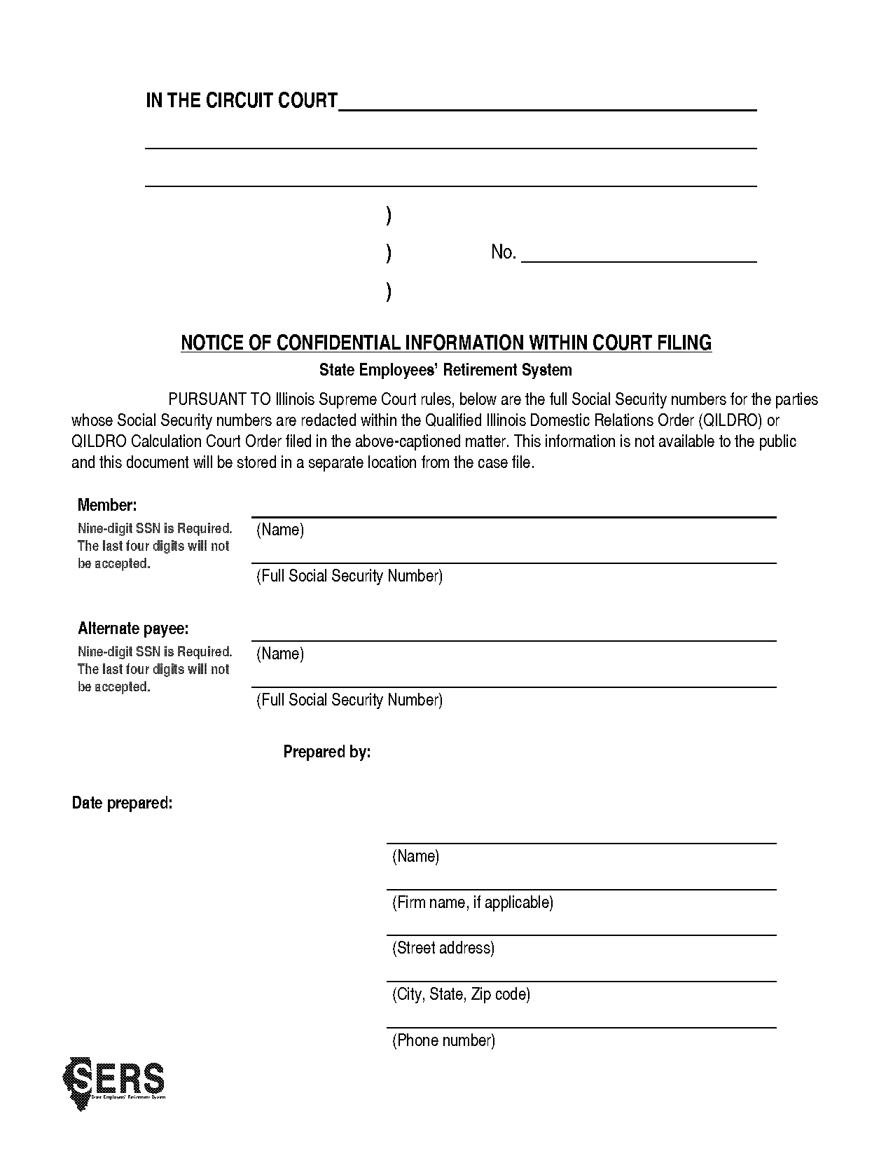 notice of confidential information within court filing doc