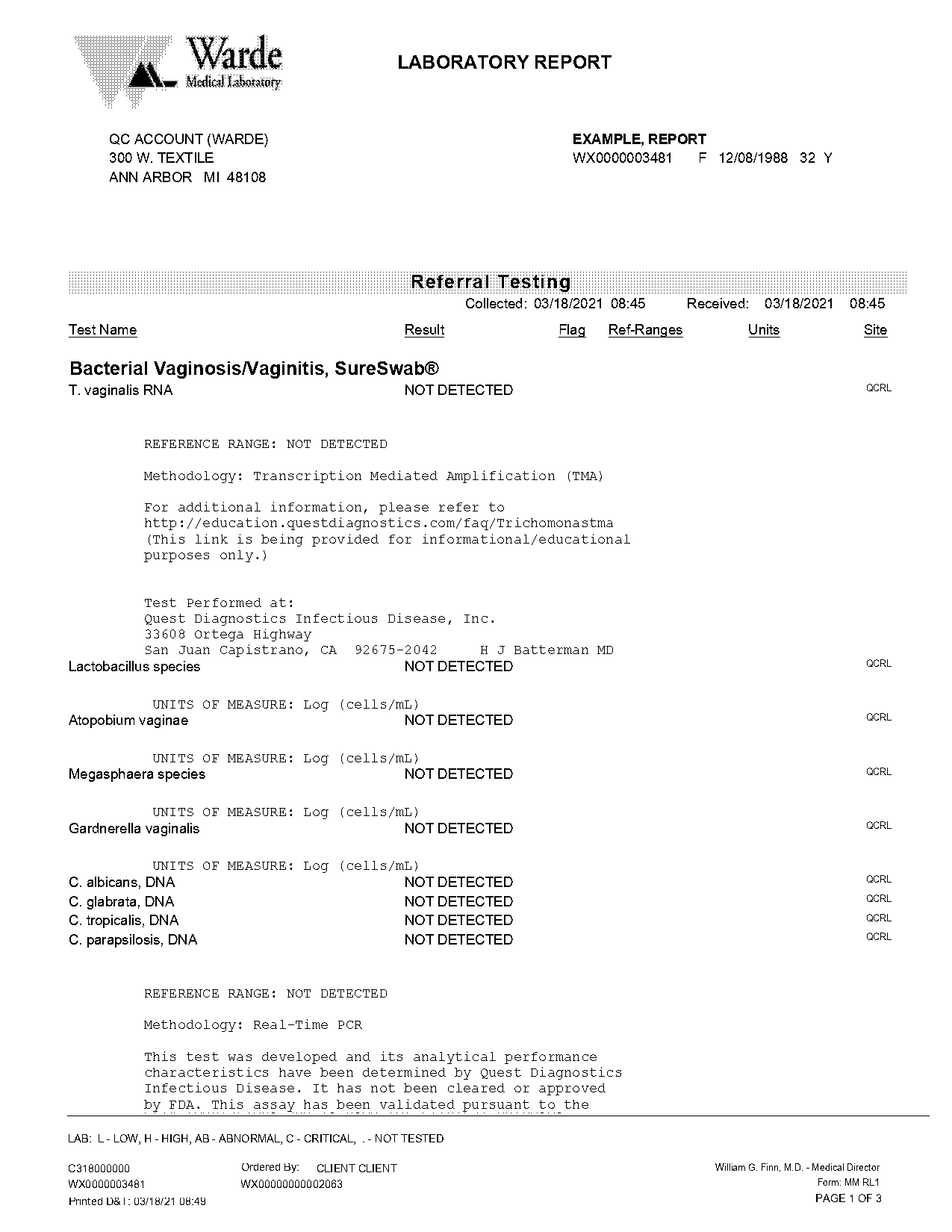 what does it mean reference range not detected