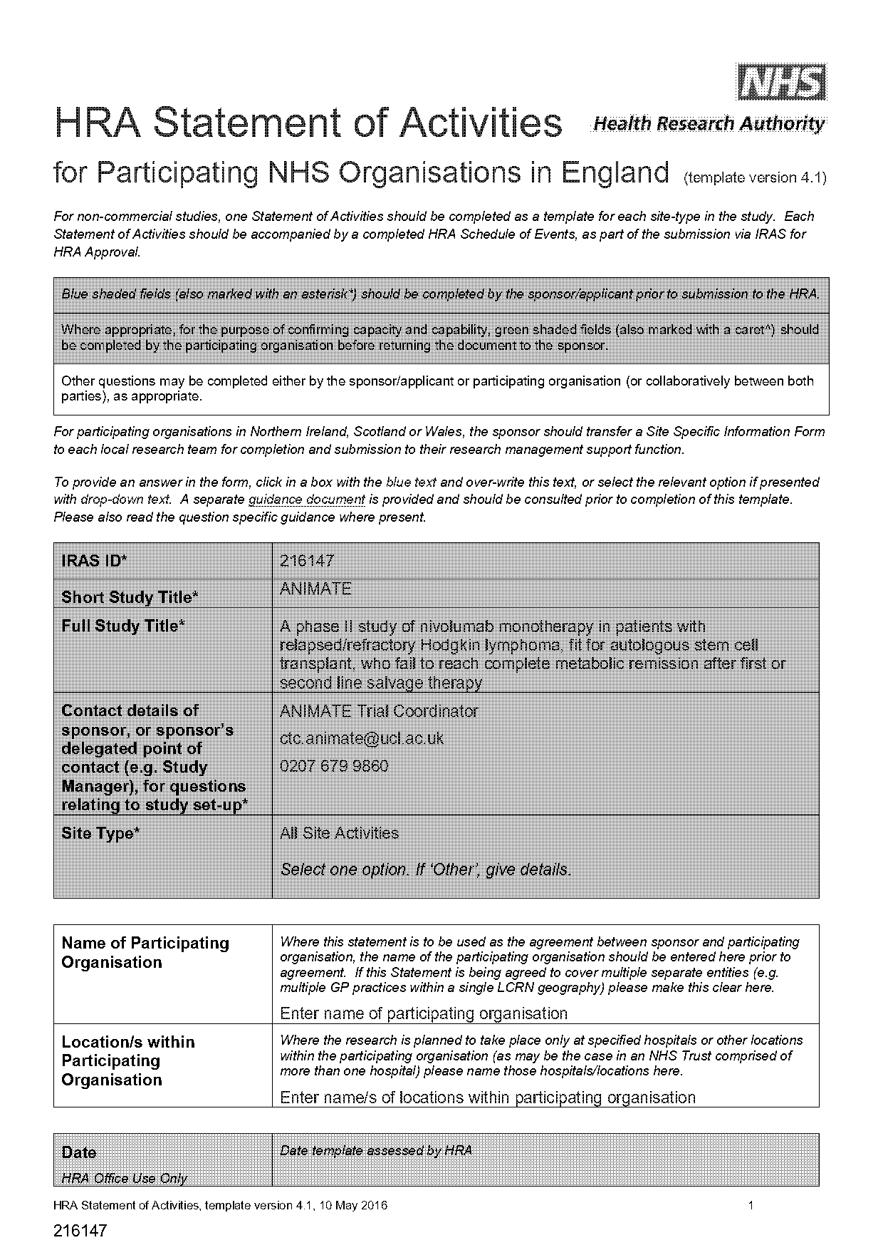 hra clinical trial agreement template