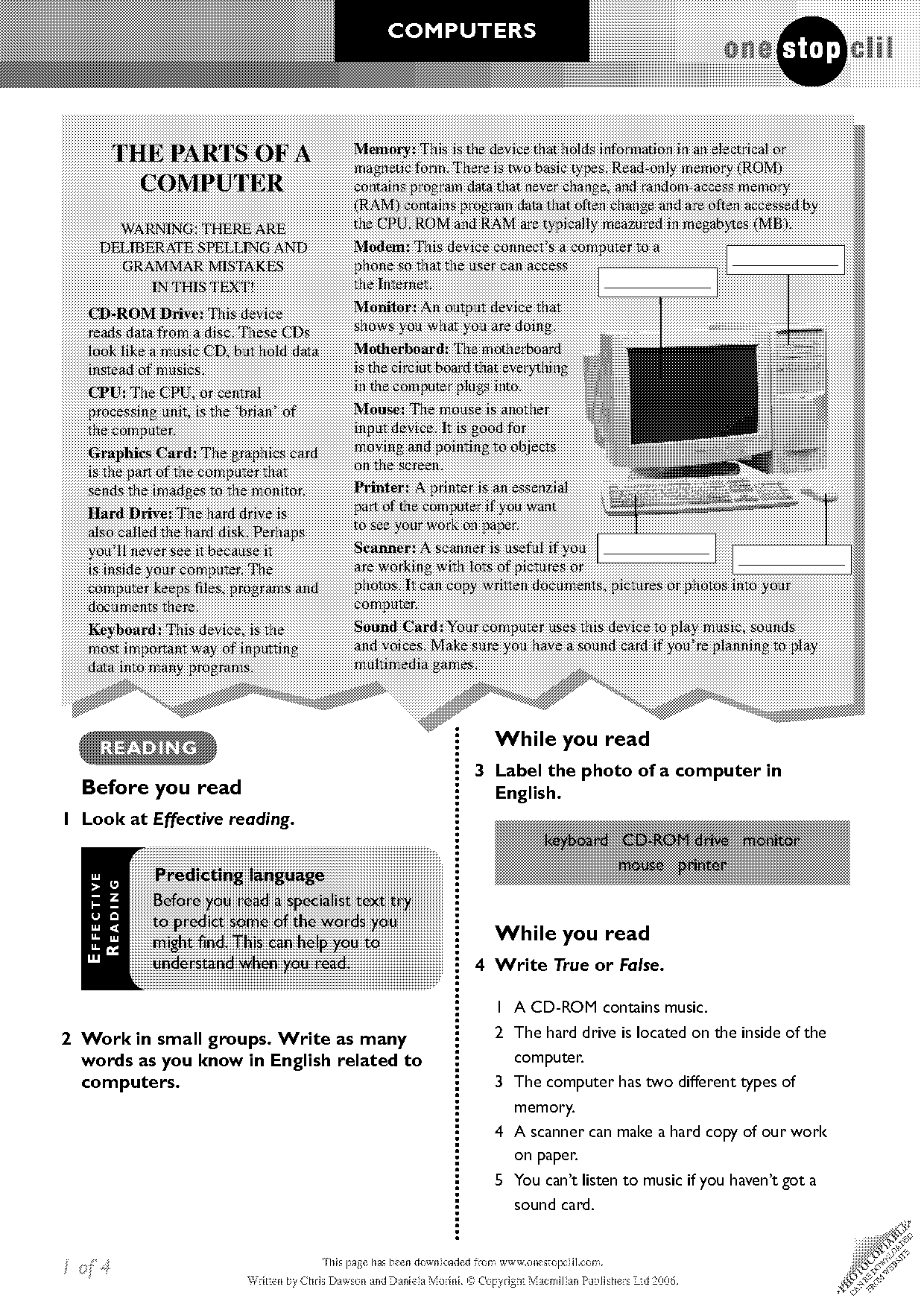 computer parts labeling worksheet