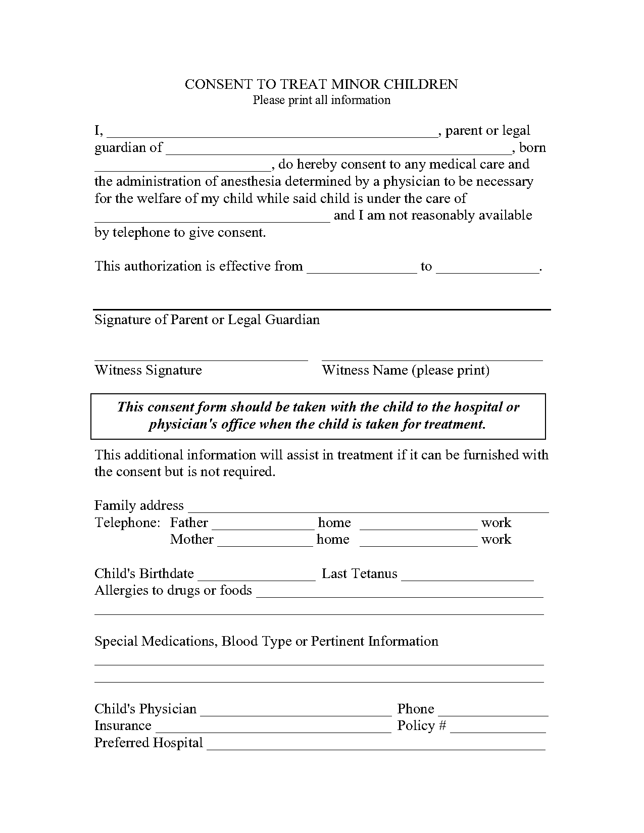 minor consent form example