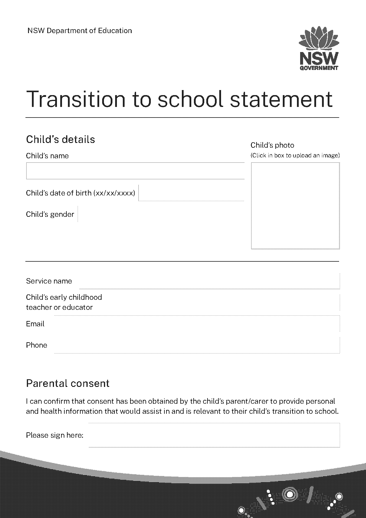 transition to school report template