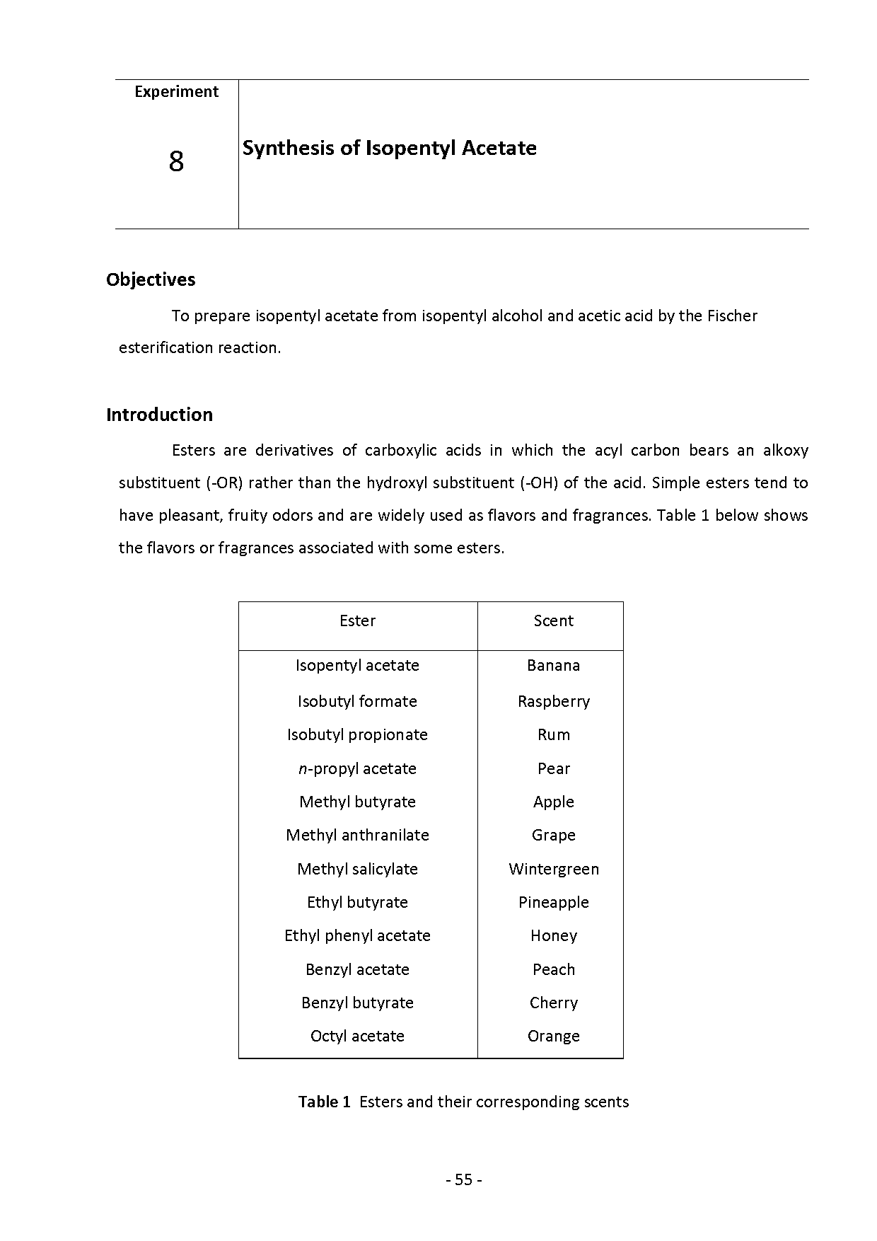 fischer esterification of acetic acid with isopentyl alcohol lab report