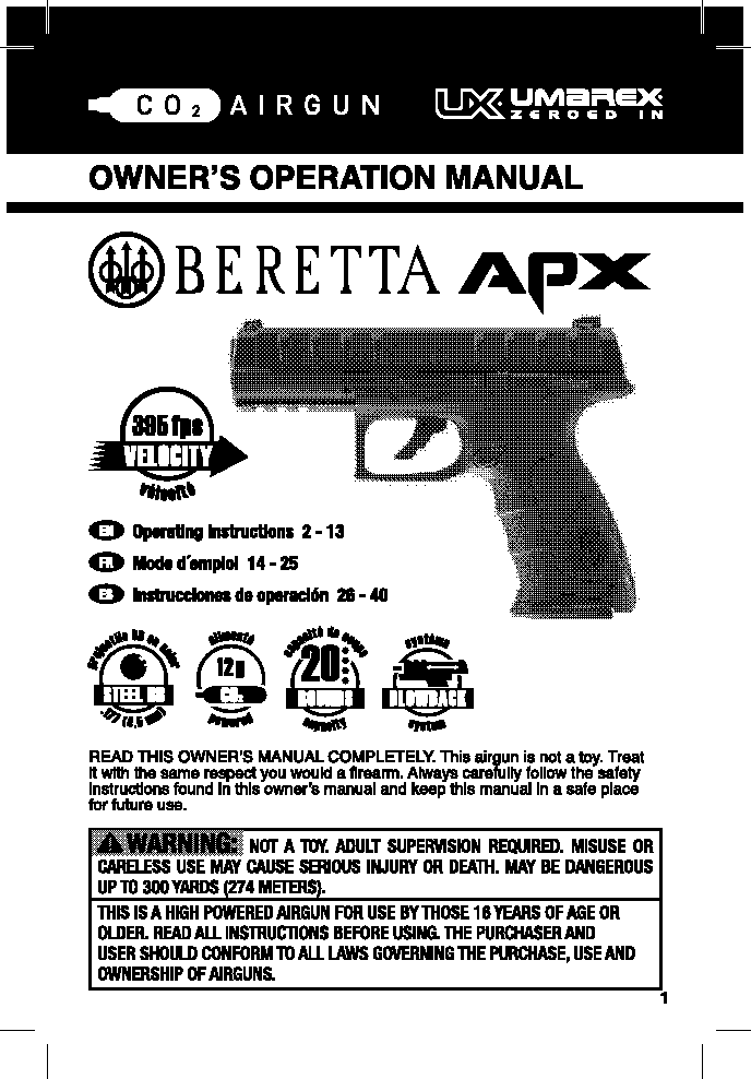 beretta apx fde user manual