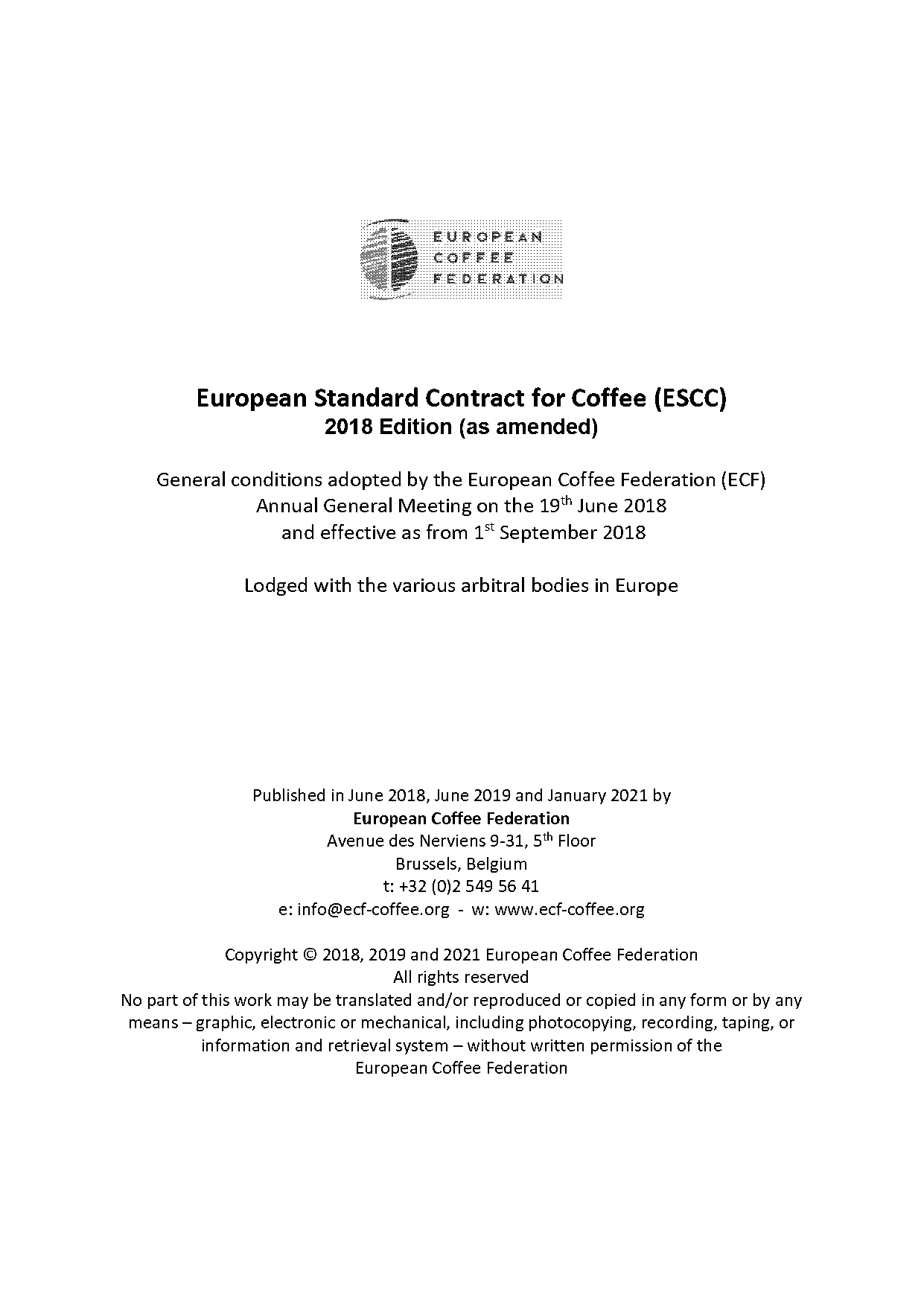 green coffee association contract terms and conditions