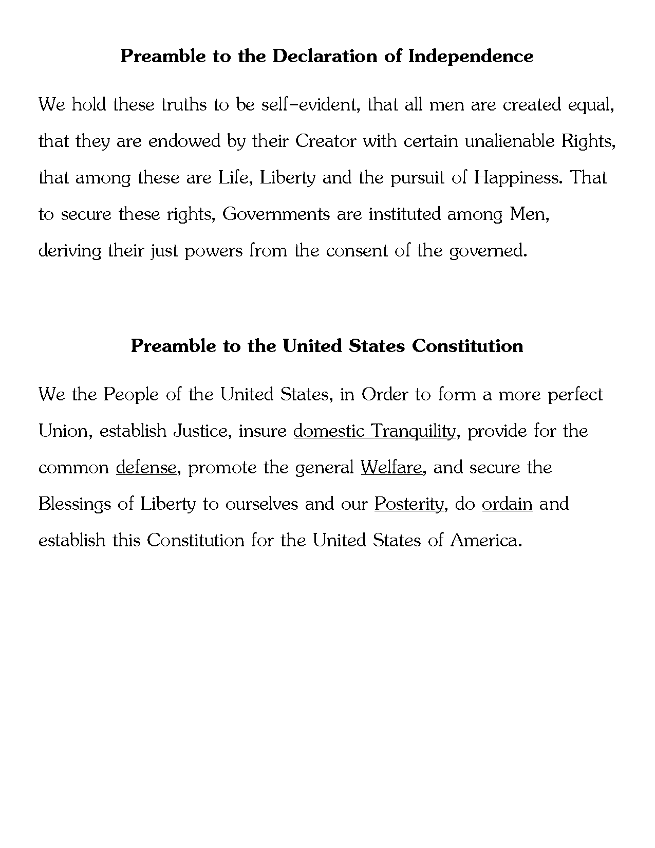 declaration of independence the preamble