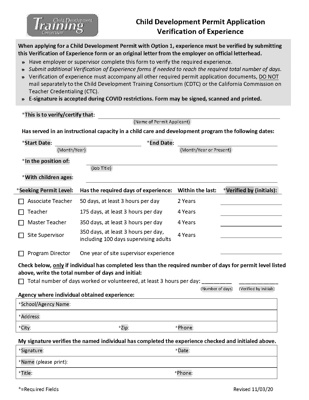 ctc child development permit application