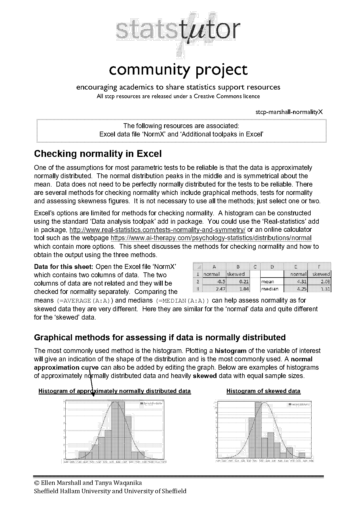 what is the sample skewness of the data excel