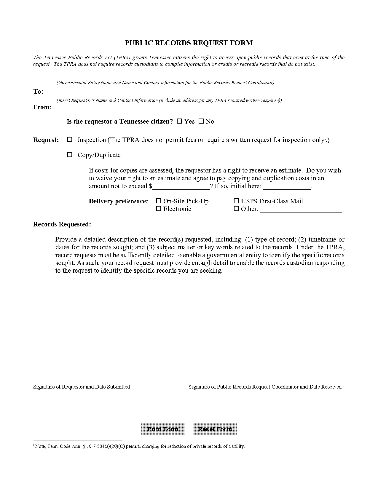 blank foil request form