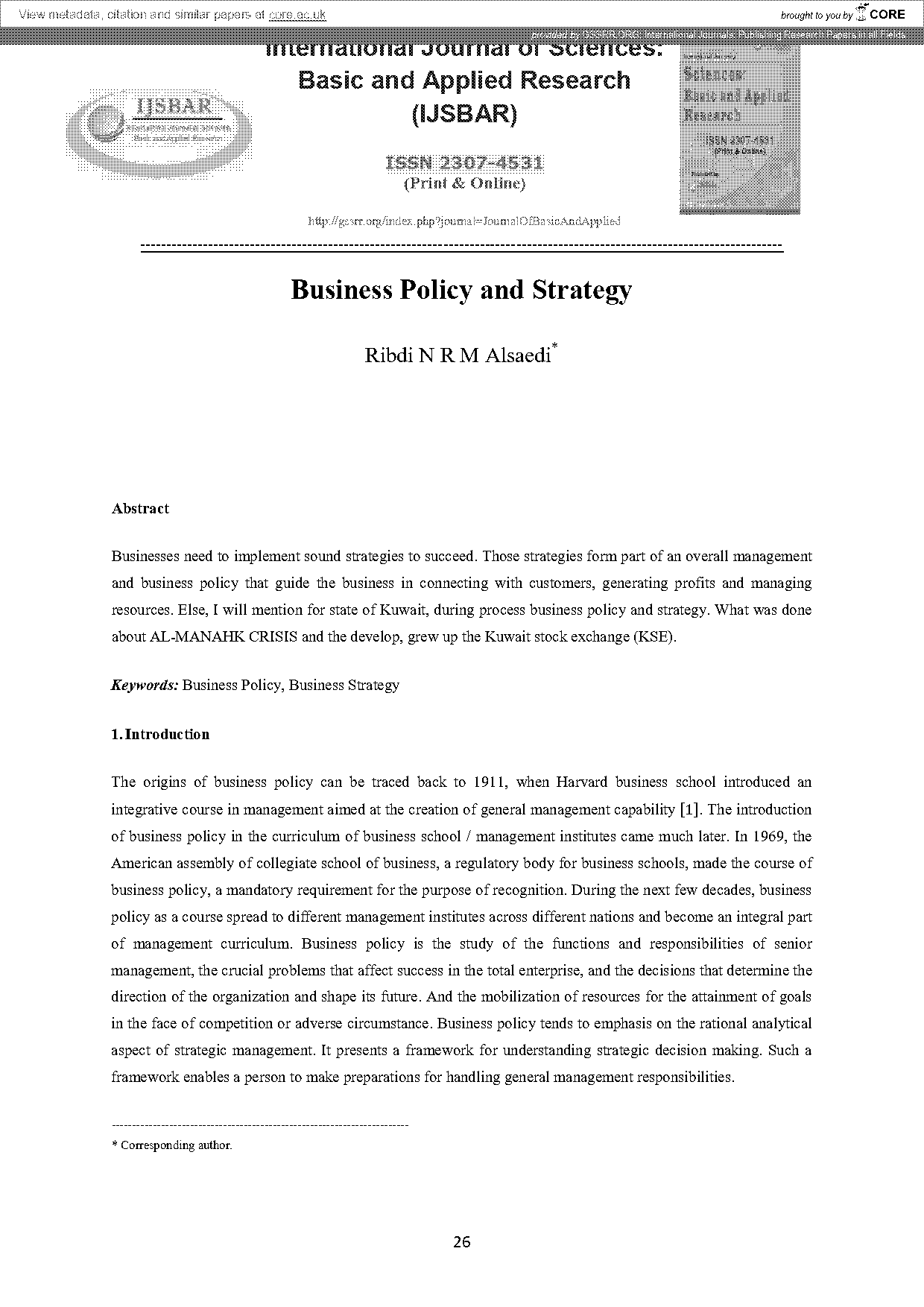 business policy and decision making pdf